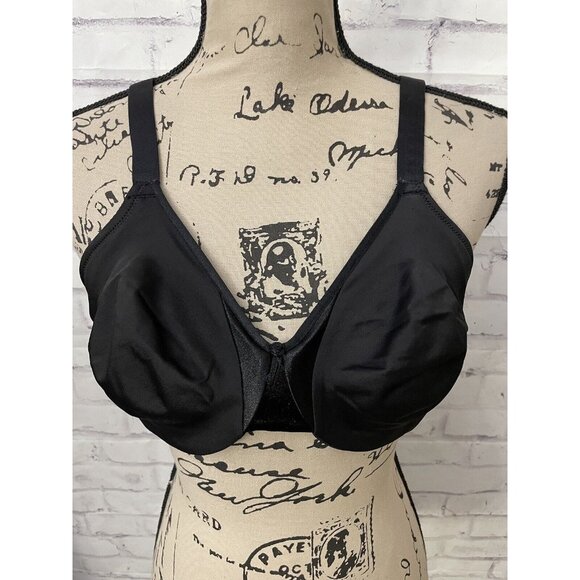 Olga Signature Style 5006 Cushioned Underwire Bra Satin Trim Black Size 38C - Picture 1 of 12